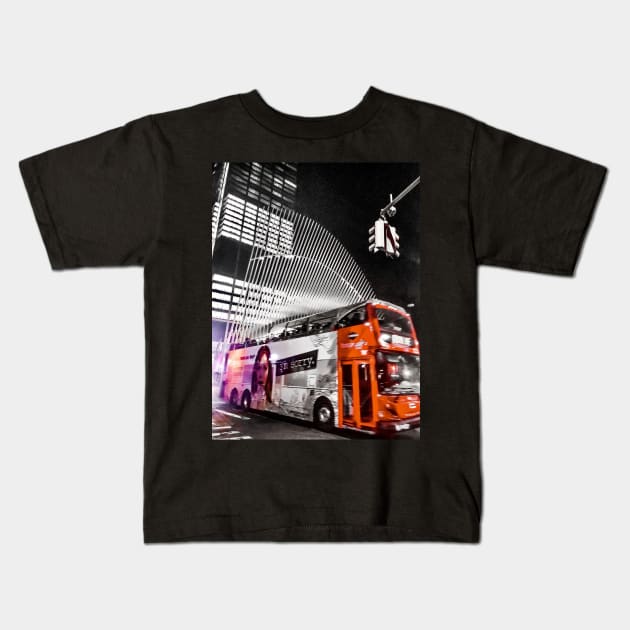 Tour Bus in Manhattan, New York City Kids T-Shirt by eleonoraingrid